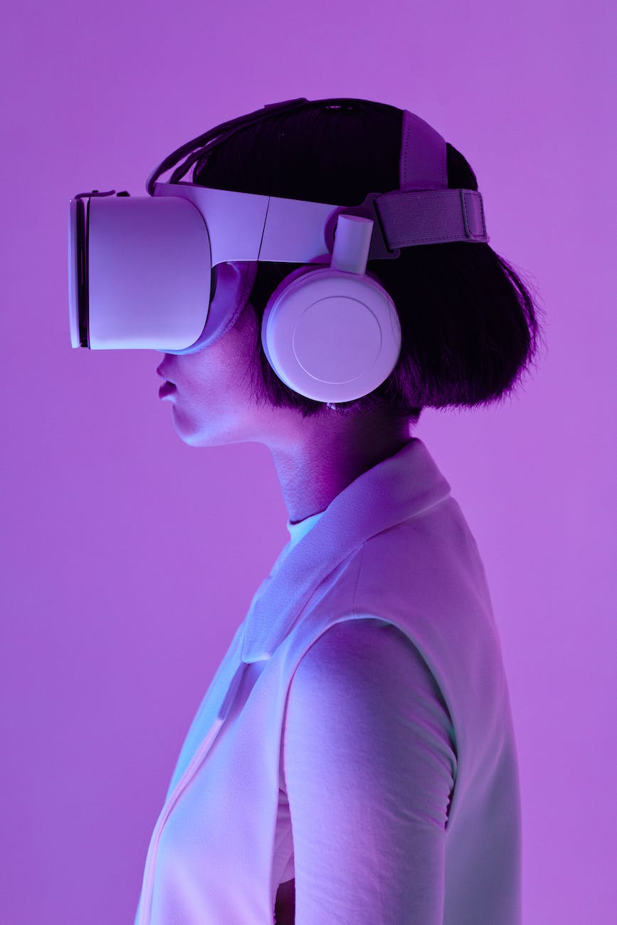 a woman using virtual goggles